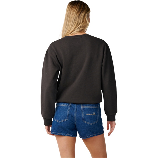 2026 Rip Curl Womens Wave Standard Crew Sweatshirt 0CWWFL - Washed Black